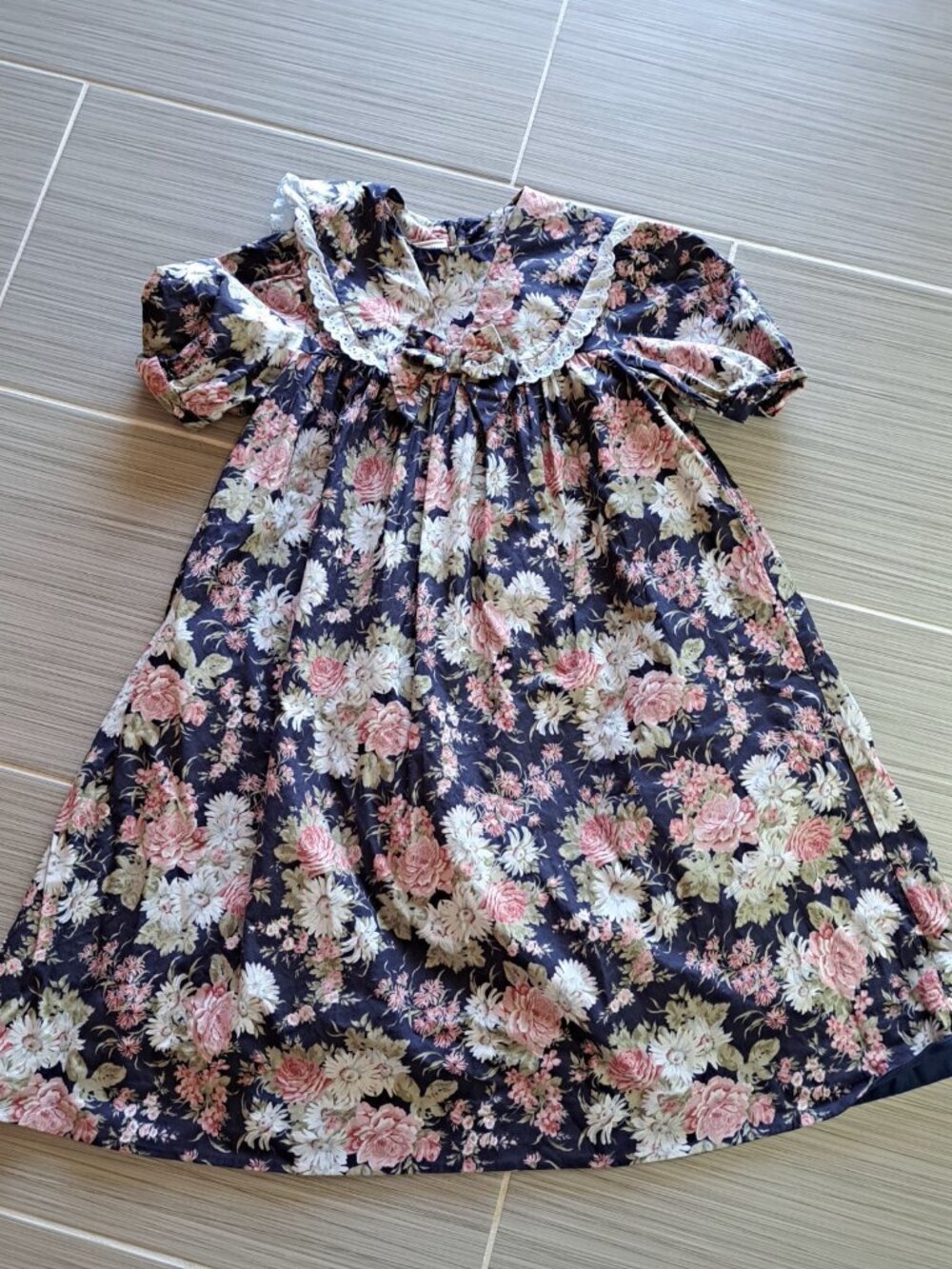 Laura Ashley Vintage Girls Size 7 8 Years Floral Tent Dress Midi Collar... - Picture 11 of 15